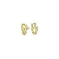 Clear CZ Gold Nail Small Hoop Earrings, Sku#LK1005