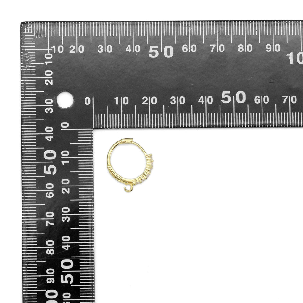 Thin CZ Gold Round Ring Frame Hoop Earrings, Sku#ZX182