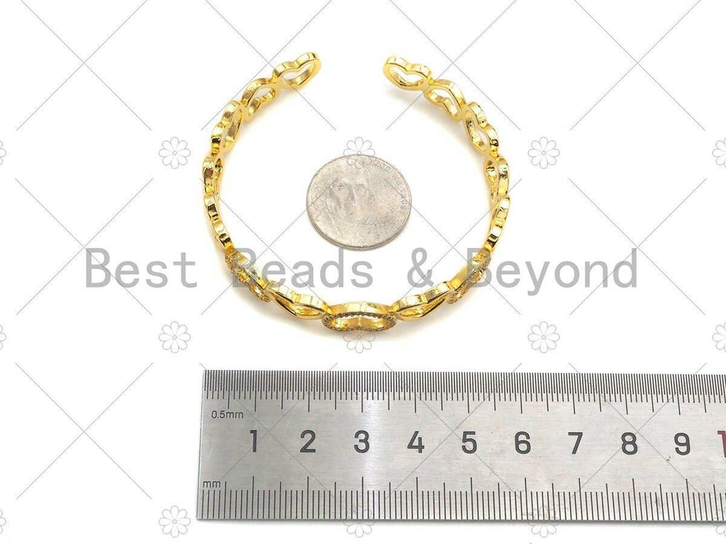 CZ Micro Pave Gold Heart Link Bracelet SKU#LD85