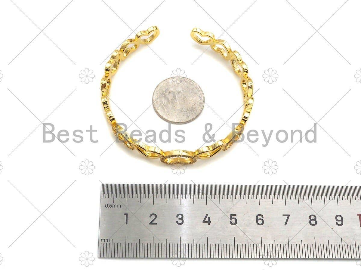 CZ Micro Pave Gold Heart Link Bracelet SKU#LD85