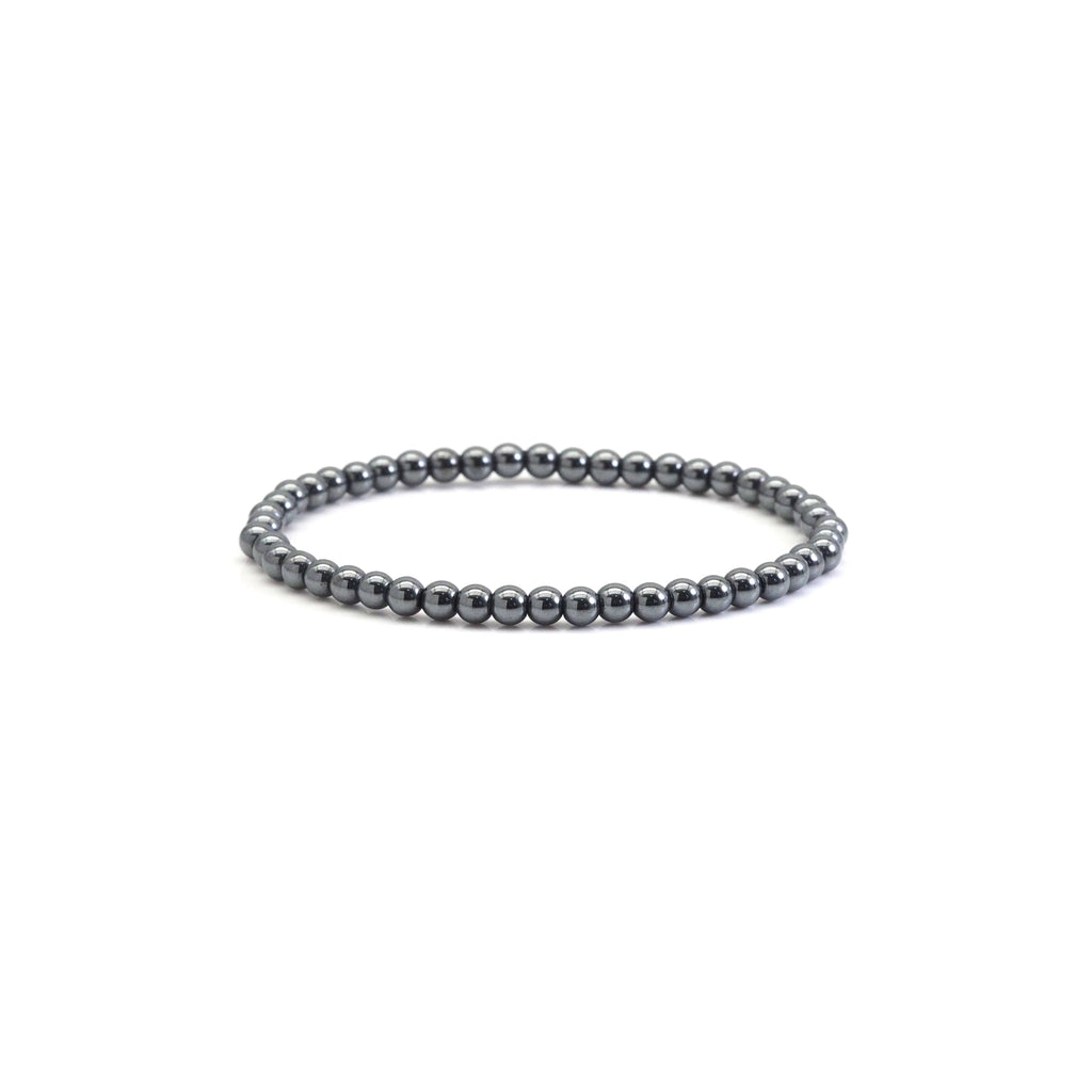 Genuine Hematite Round Smooth Stretchy Bracelet, Sku#EF448