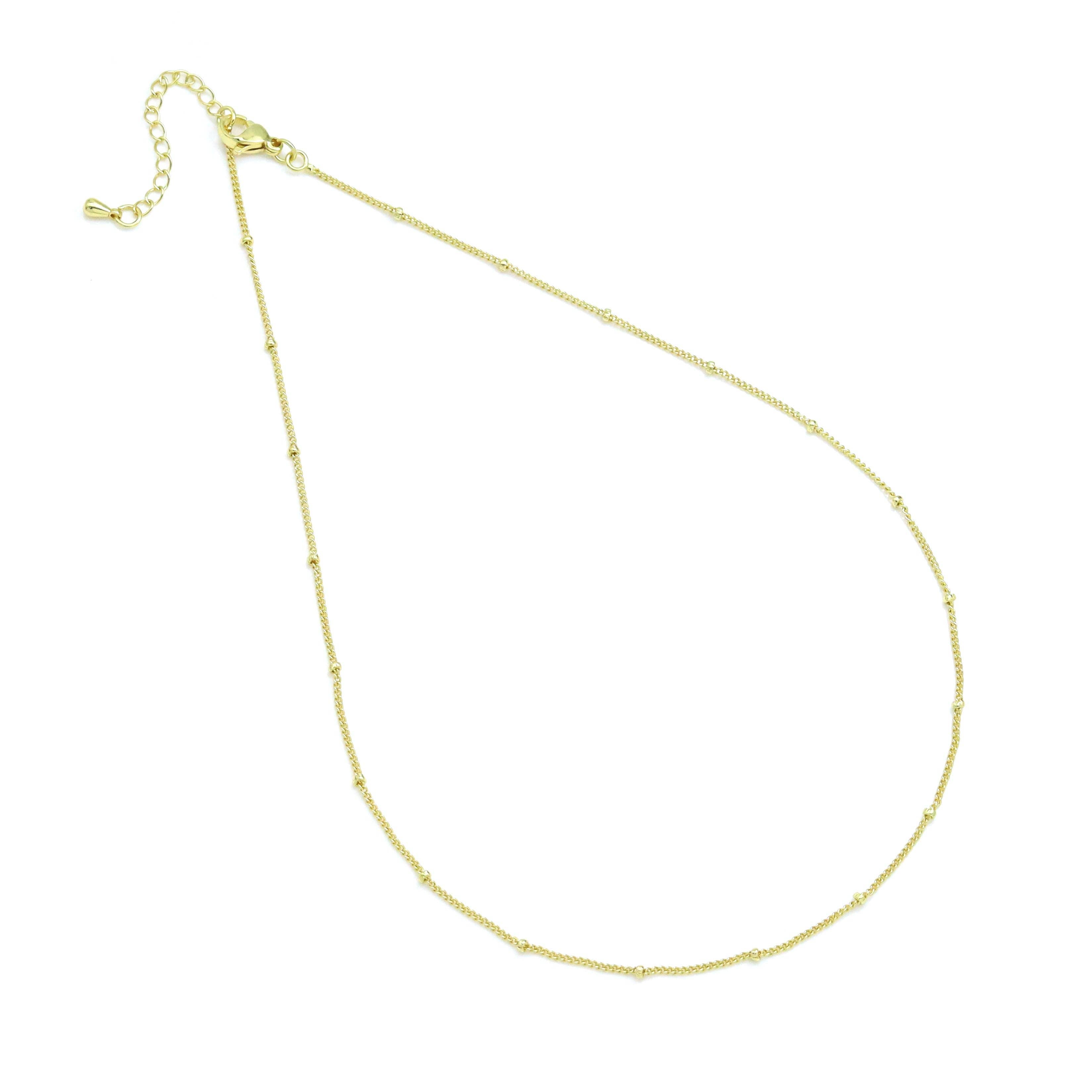 Gold Silver Danity Ball Chain Adjustable Necklace, Sku#LX595