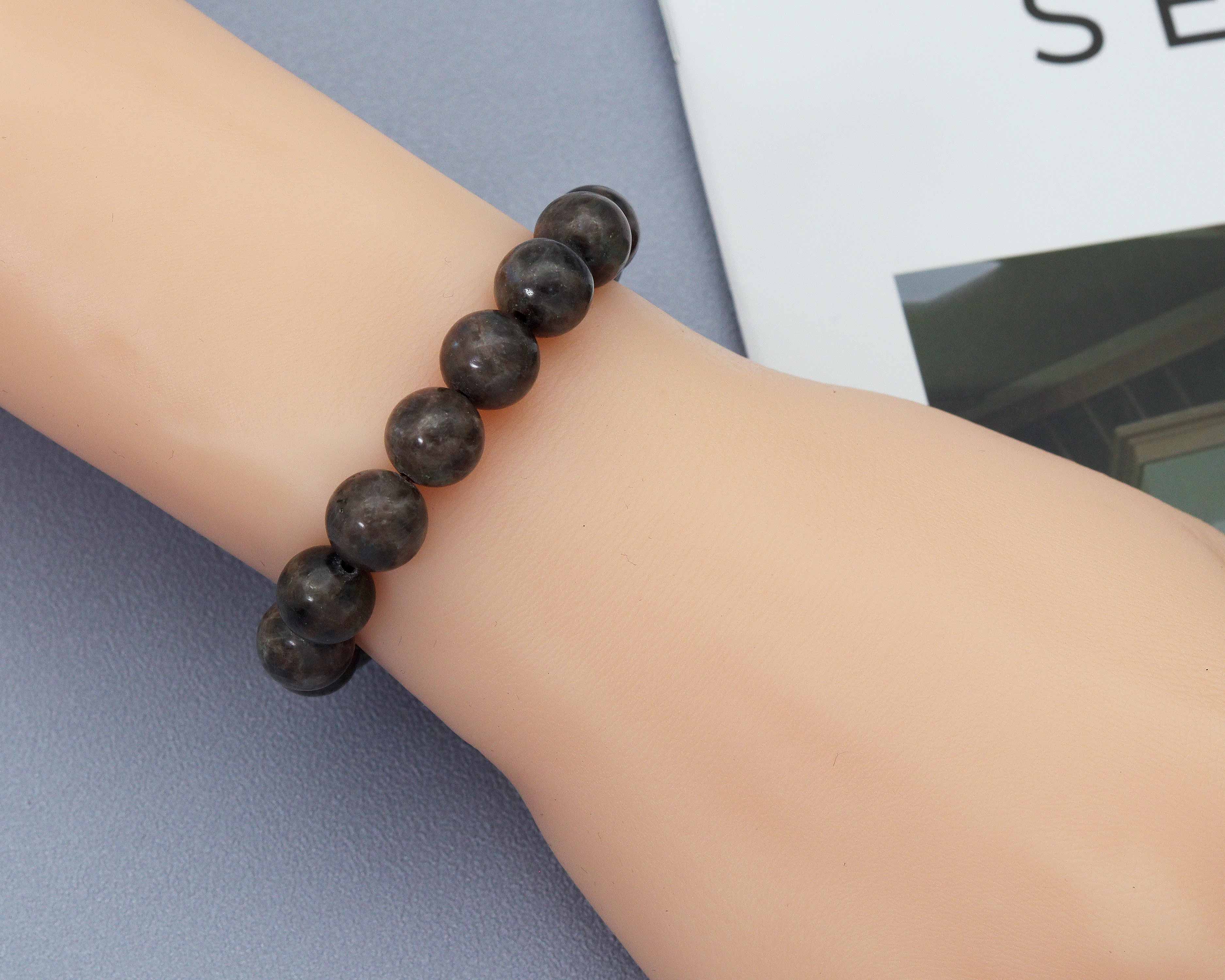 Natural Rainbow Feldspar Round Smooth Stretchy Bracelet, Sku#EF137