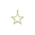 Big Clear CZ Gold White Star Pendant, Sku#ML71