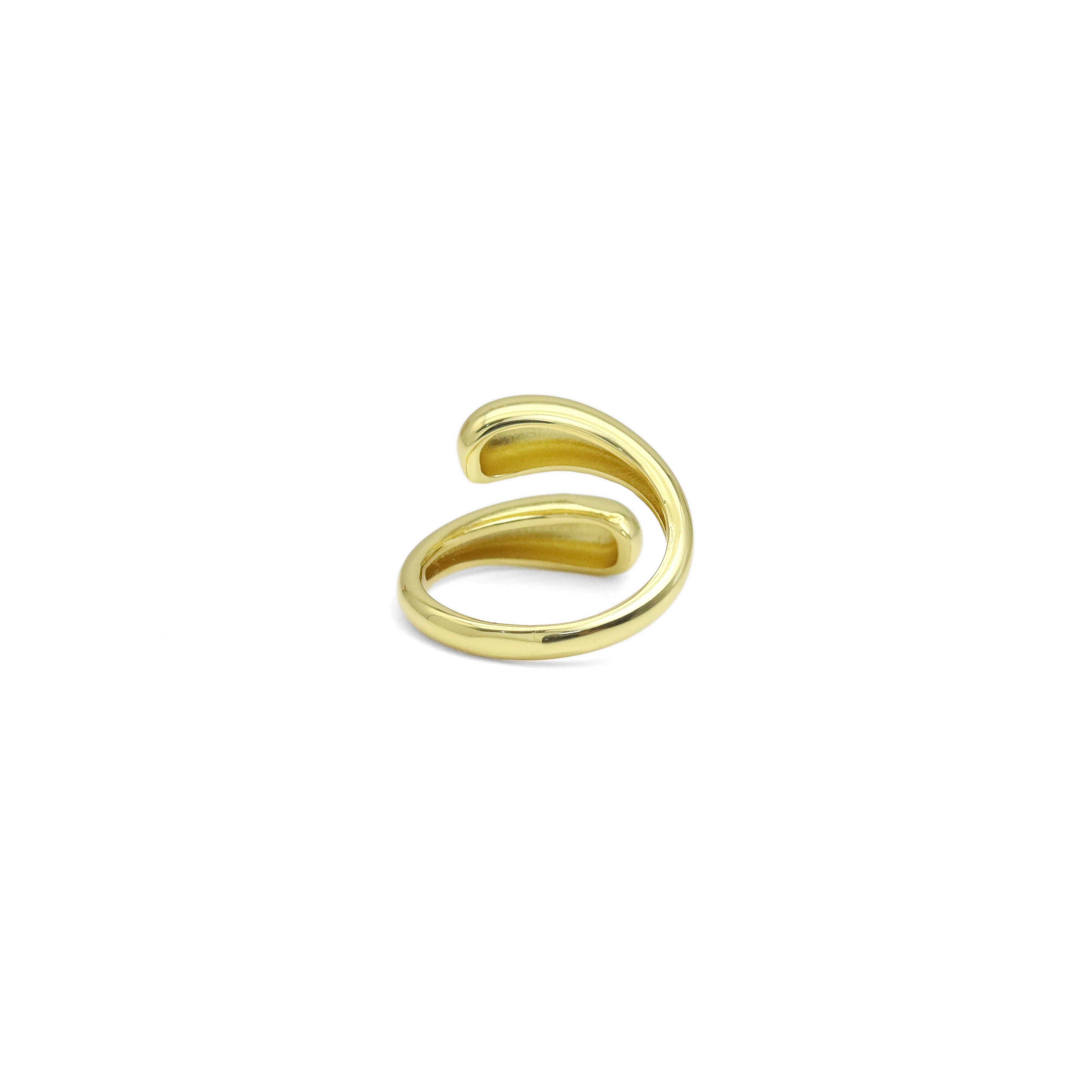 Plain Gold Silver Wrap Adjustable Ring, Sku#A195