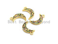 Multi-Color CZ Micro Pave Moon Pendant, Moon Shaped Pave Pendant, Gold plated, 8x14mm, Sku#B112/F757