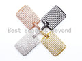 CZ Micro Pave Rectangle Pendant/Charm, Cubic Zirconia Pendant, Pave Dog Tag, 18x26mm, sku#F478