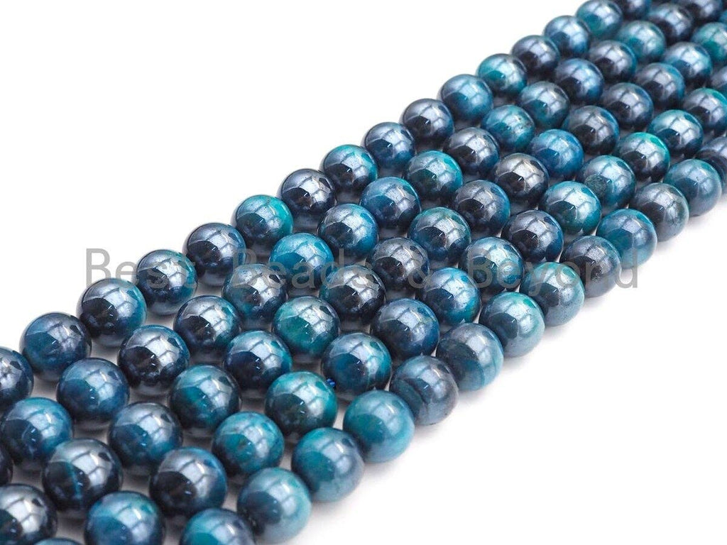 Mystic Plated Tear Tiger Eye Beads, Round Smooth 6mm/8mm/10mm/12mmTear Blue Tiger Eye, 15.5" Full Strand, Sku#UA74