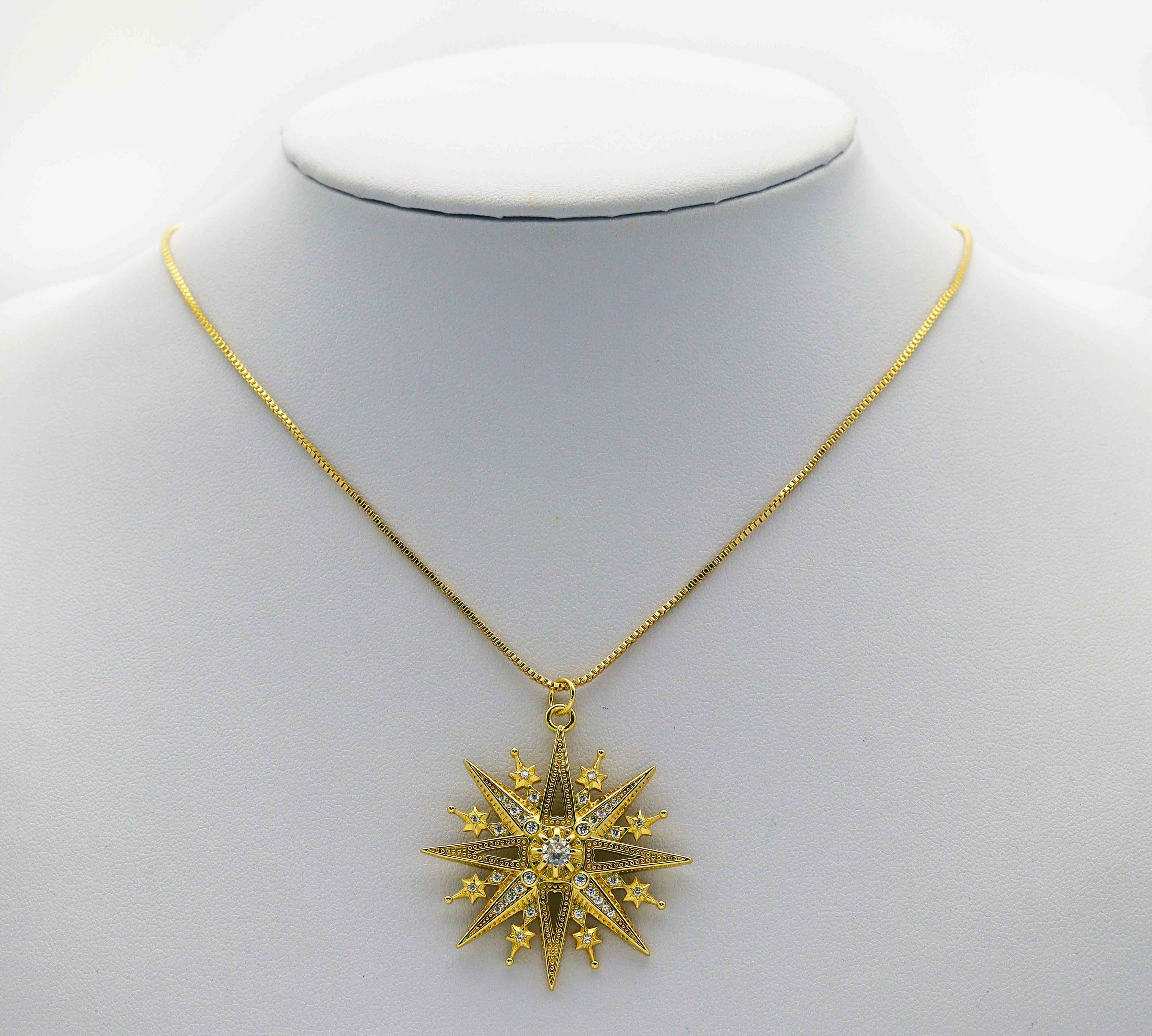 CZ North Star Char, Large Star Charm, Sku#Y696