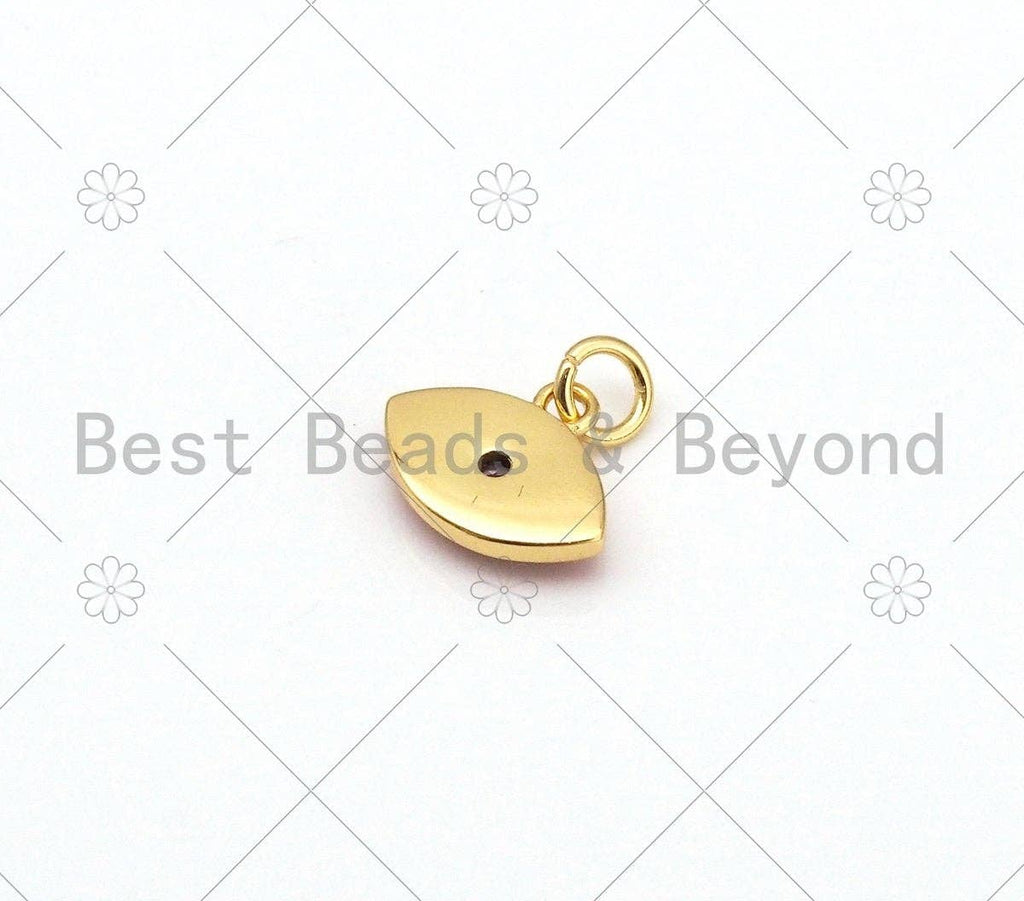 Colorful Enamel Evil Eye Shape Pendant, 18K Gold Filled Pink/Clear CZ Micro Pave Evil Eye Charm,Enamel Jewelry Findings, 12x10mm,Sku#Z1400