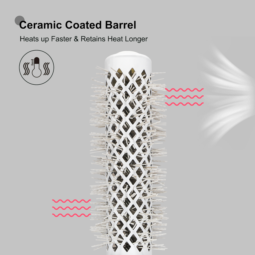 Eagle Fortress Professional Round Hair Brush for Blow Drying with Ceramic + Ionic, Grey 0.98in