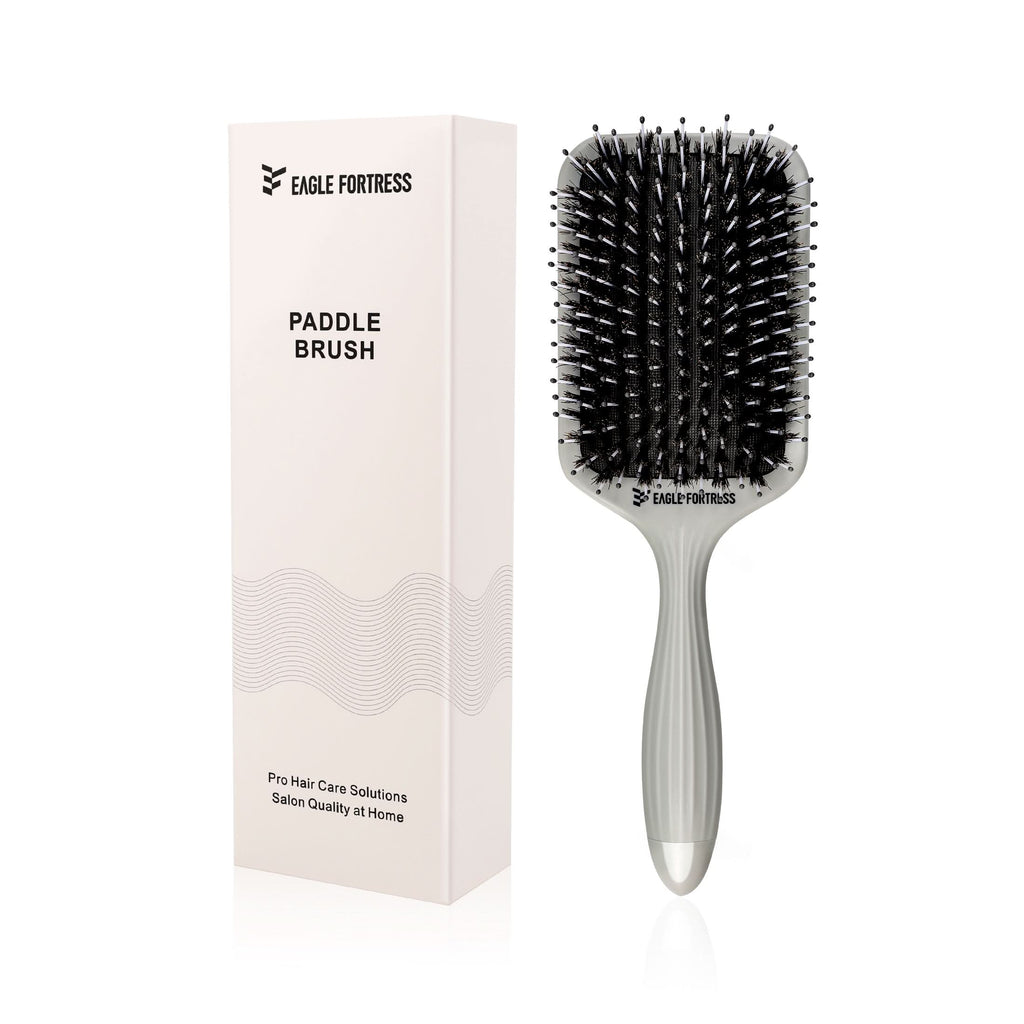 Eagle Fortress Professional Boar Bristle Paddle Brush - Grey