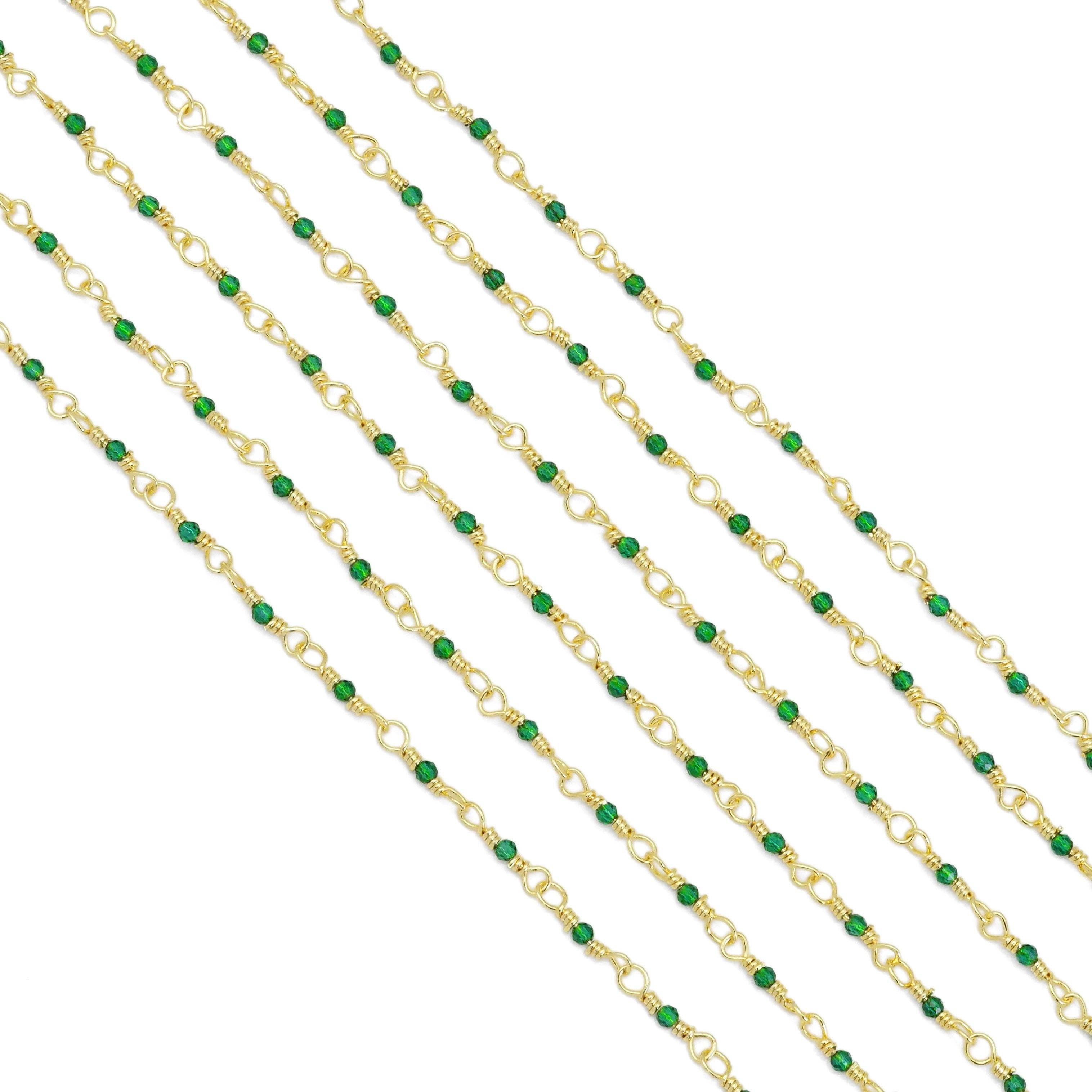 Geen Stone Rosary chain by feet/yard, HX16