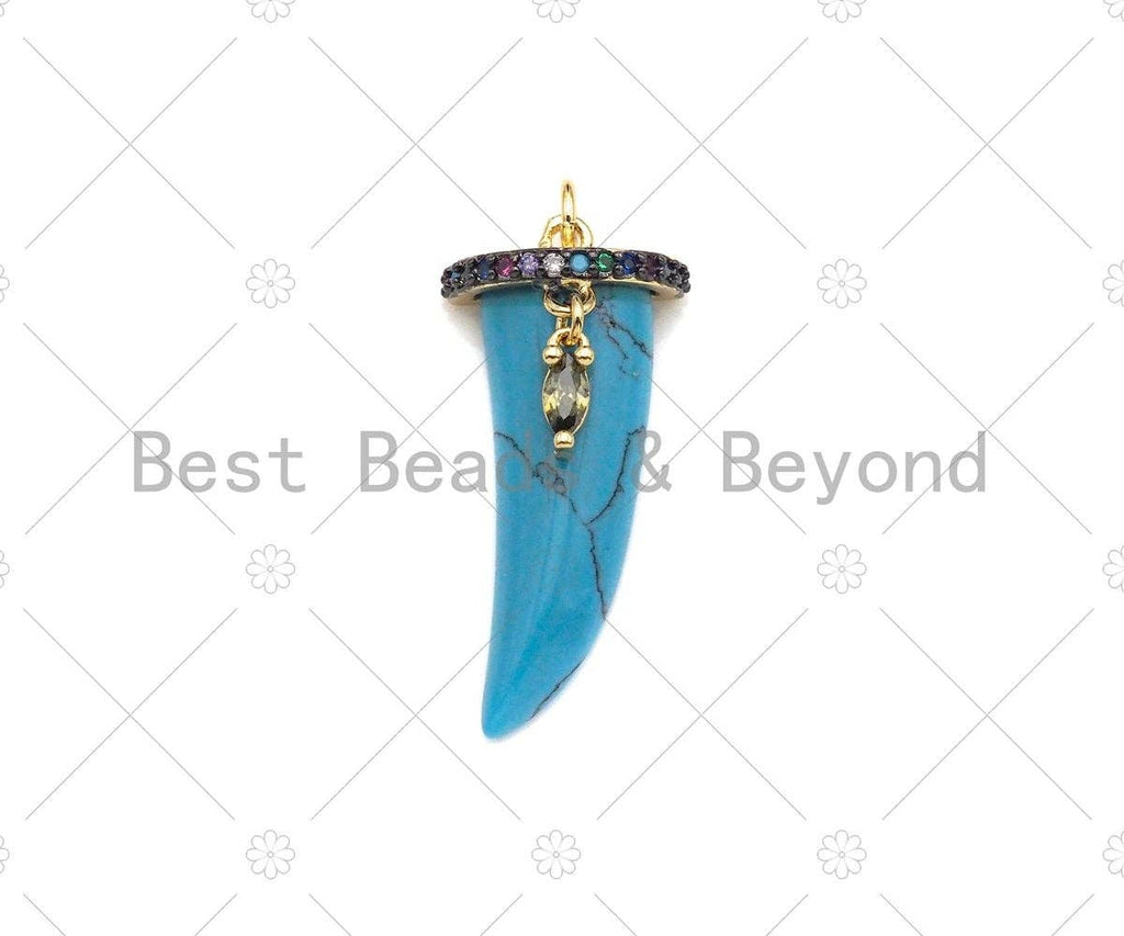 Black White Red Blue Horn Shape Pendant with Gold Finish, Co