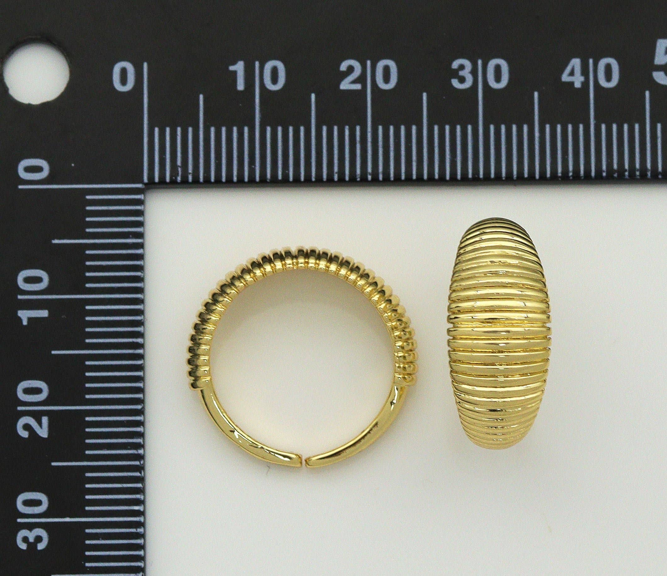 Gold Straight lines Adjustable Ring, Sku#LD269