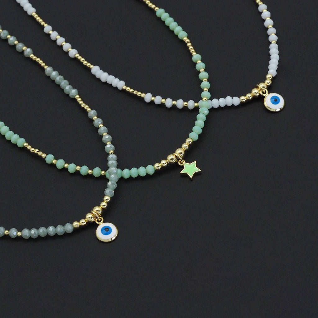 Gemstone Gold Spacer beaded Necklace, sku#O118