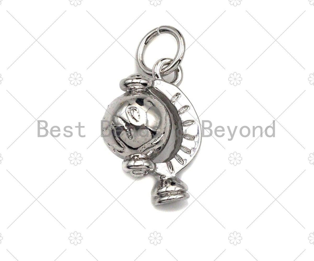 CZ Micro Pave Globe Pendant/Charm, Globe Pendant, Silver/Gold/Rose Gold/Black Tone, 9x13mm, Sku#Y281