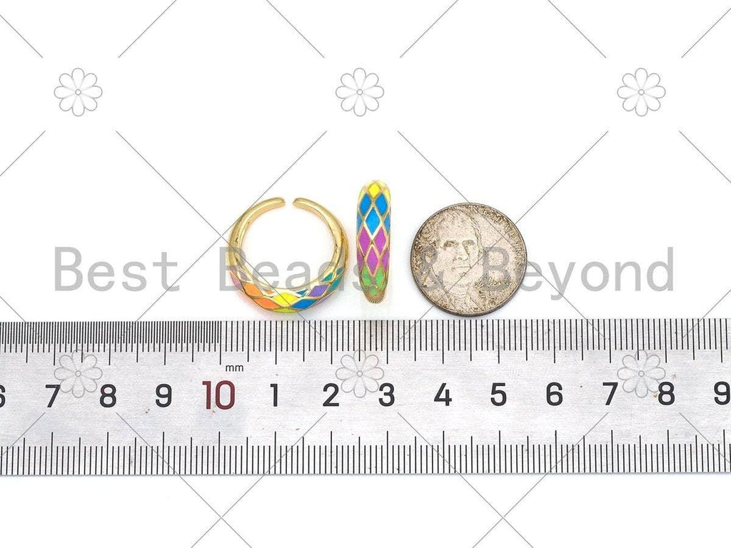 Colorful Rhombus Enamel Adjustable Ring, Sku#C127