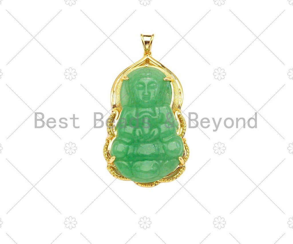 Green Jade Guan Yin Pendant, Sku#U1097