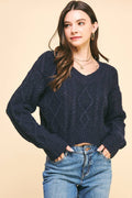 Elizabeth-Textured Cable Knit Sweater