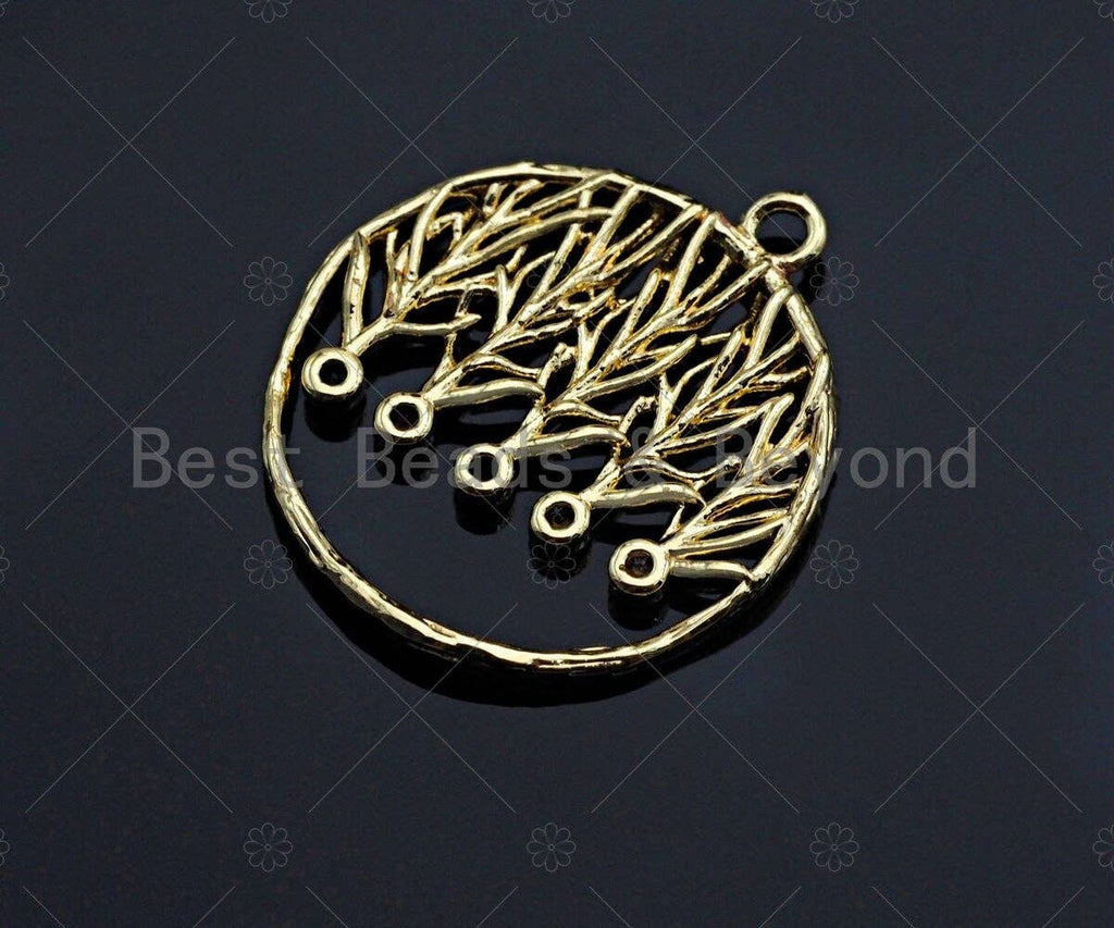 Filigree Gold Lacy Charm with Colorful Stone, Round/Teardrop/Oval Brushed Gold Twisted Wire Charm Pendants, Jewelry Findings,sku#CP04
