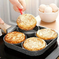 Non-Stick 4-Hole Star Egg Pan Cookware, Granite-Style Pancake Skillet with Wooden Handle, Small Frying Pan for Eggs, Omelets, Toast, Pancakes, Crepes, Sandwiches, Breakfast, Easy Clean, Kitchen Gadget, Multifunctional, Birthday Gift
