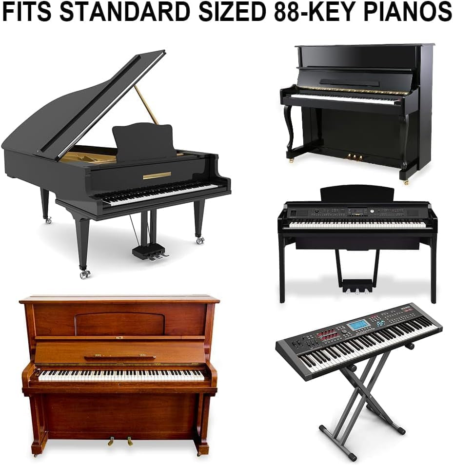 Removable Piano Key Stickers Note Labels for 88 Key Full Size Silicone Reusable Piano Keyboard Stickers for Beginners Comes with Box(Black)