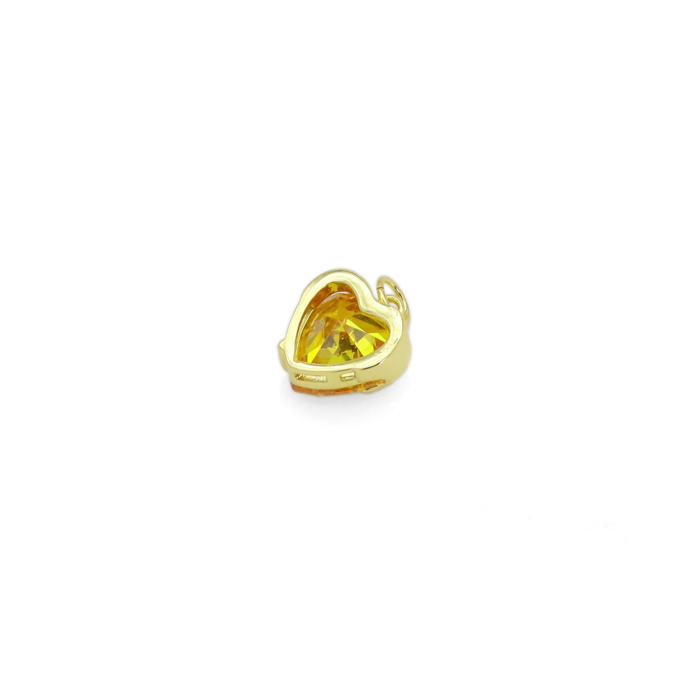 Gold Colorful CZ Dipped Heart Charm, Sku#Y920