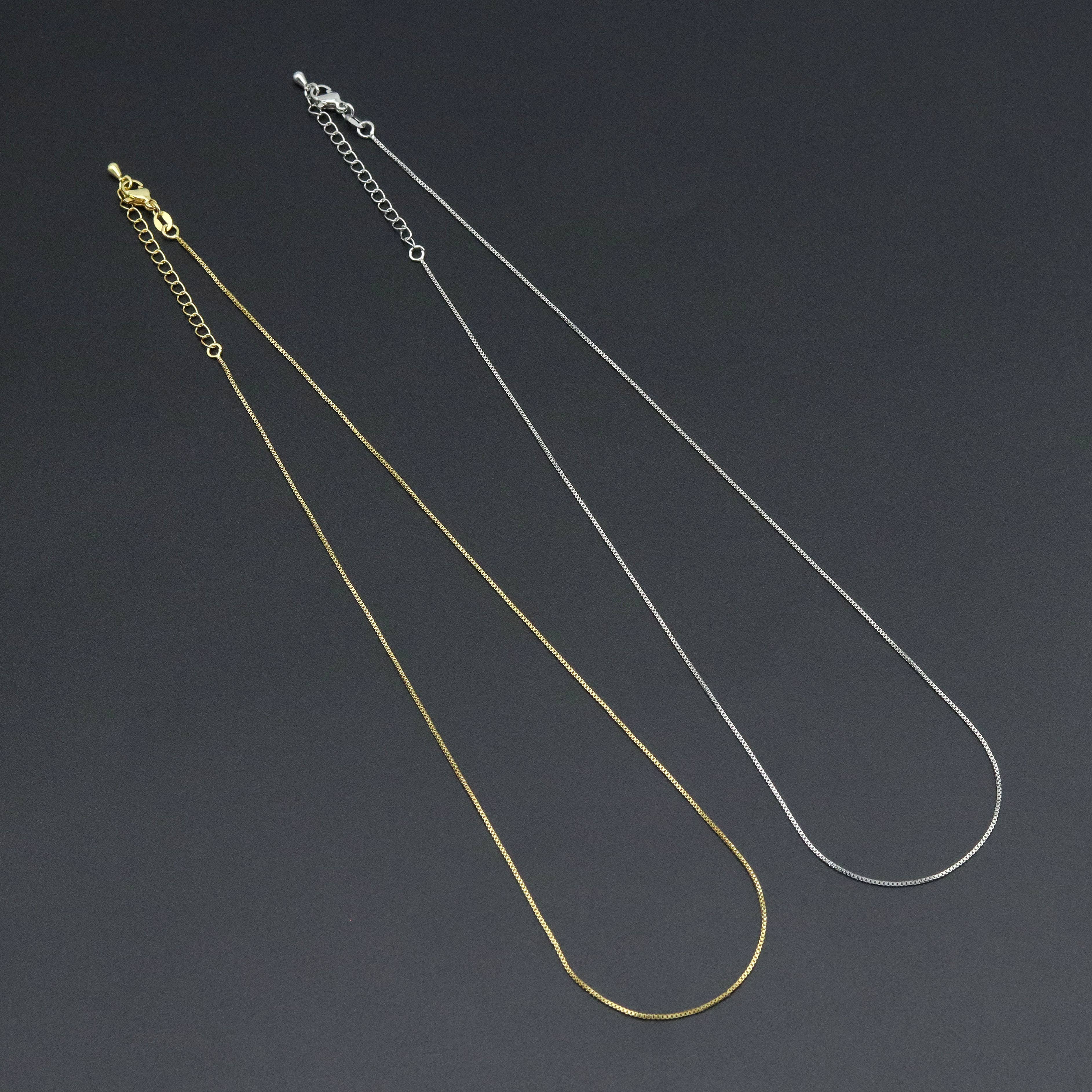 0.8mm/1mm Thin Gold Finished Box Chain Necklace, sku#JD07