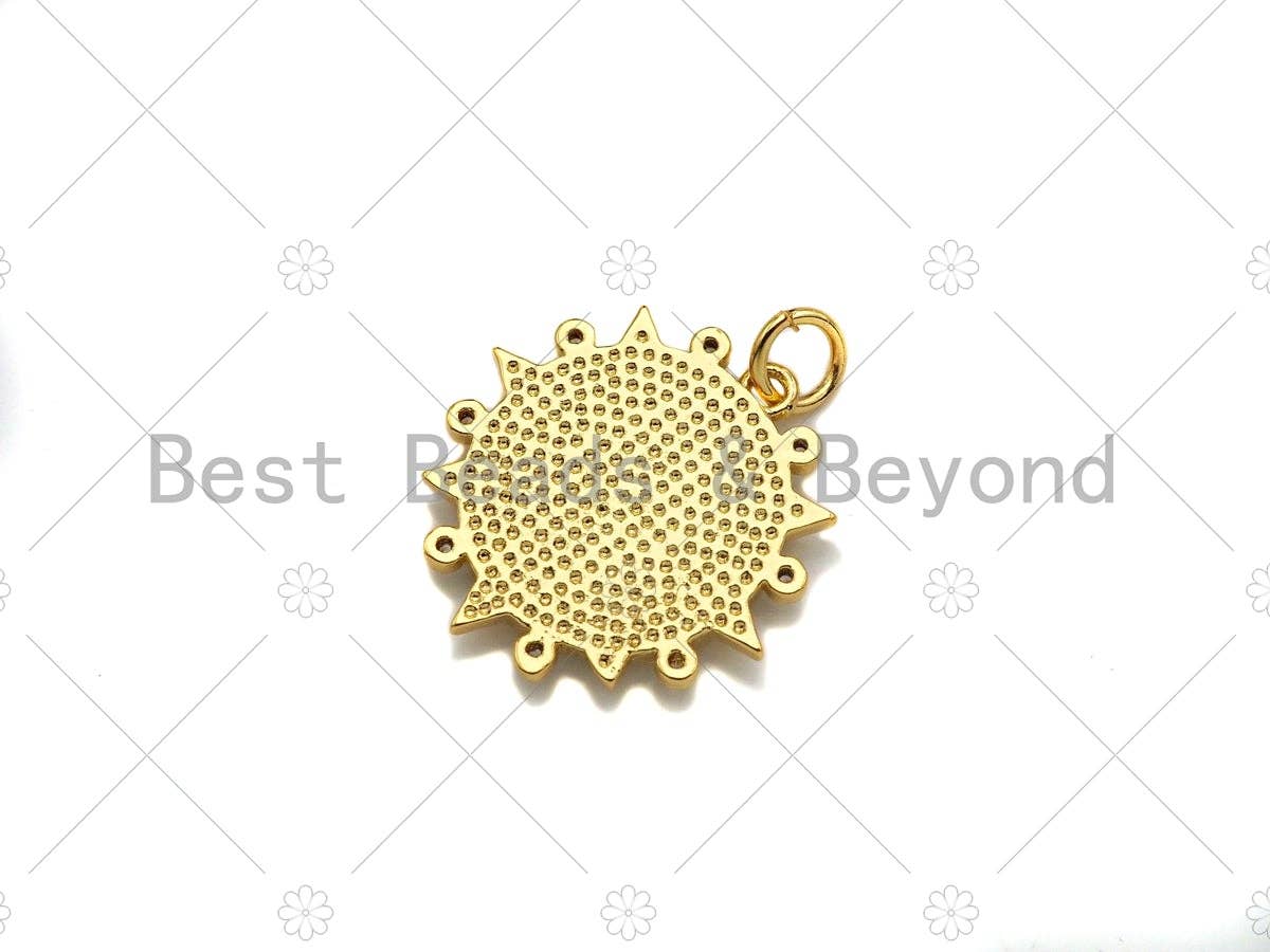 18K Gold North Star on Round Coin Shape Pendant,CZ Gold Medallion Charm, Necklace Bracelet Charm Pendant,19x20mm,Sku#Z1325