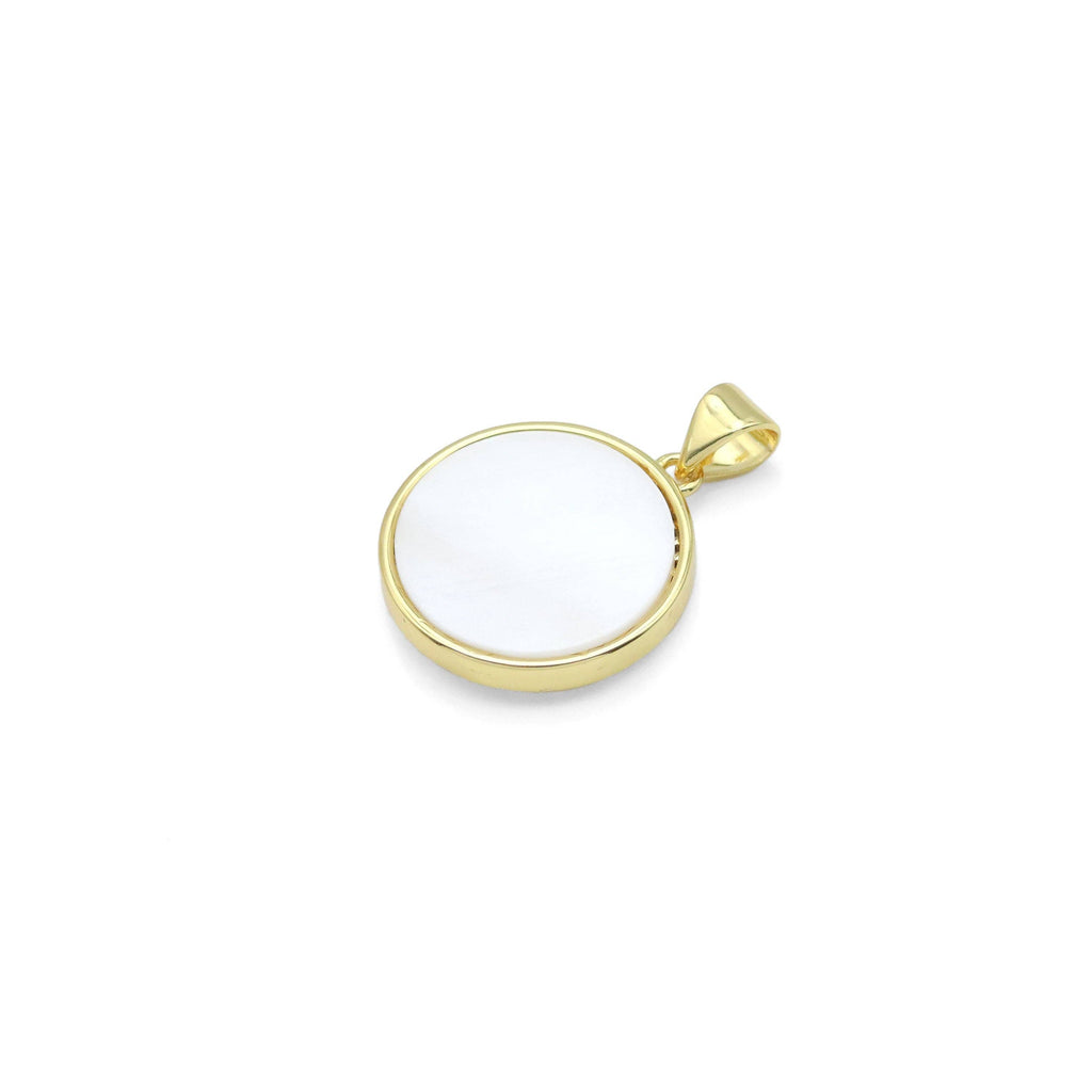 Gold Clear CZ Mother of Pearl Moon star Charm Pendant, Sku#LX687