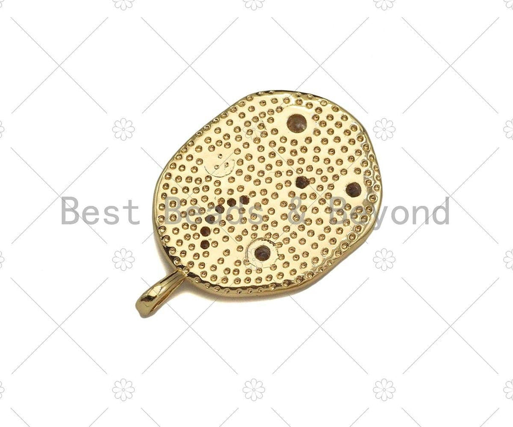 CZ Micro Pave Moon Star Evil Eye Star On oval Shape Pendant/Charm,CZ 14K Dainty Gold Charm, Necklace Bracelet Charm Pendant,21x32mm,Sku#CP19