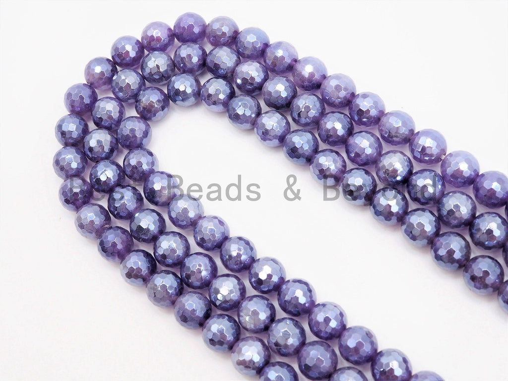 Mystic Plated Amethyst Round Faceted beads, 6mm 8mm 10mm 12mm, Loose Purple Gemstone Beads, 15.5 inch strand, SKU#U362