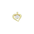 Big Diamond CZ Gold Heart Charm Pendant, Sku#LK1157