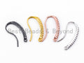 1pair, Clear CZ Micro Pave Gold, Silver, Rose gold, Black Rhodium Plated Earring Wires Hooks,19x10mm, sku#J21