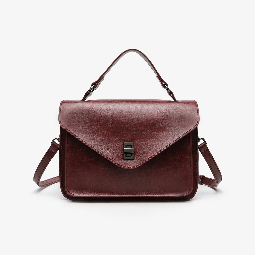 Oil-waxed Leather Vintage New Style Minimalist Fashionable Elegant Womens