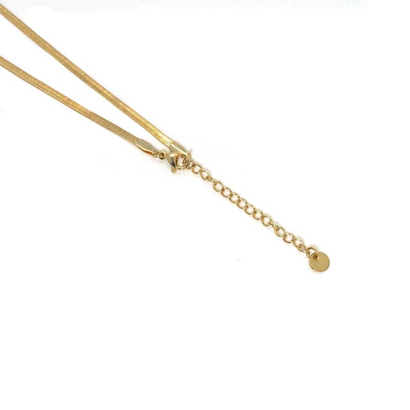 Dainty herringbone Chain CZ Heart Necklace, sku#EF298