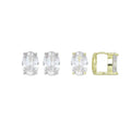 Gold Silver Big Oval CZ Stud Earrings, Sku#LX713
