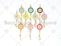 Enamel Colorful Filigree Key Shape Pendant, Gold Filled Enamel Charm,Enamel Jewelry Findings, 17x43mm,Sku#F1418C