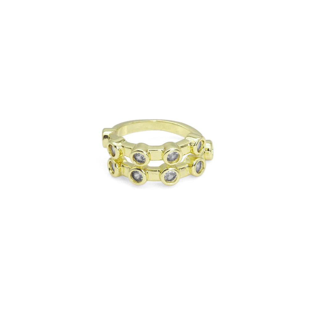 Round CZ Stud Wrap Ring, Sku#LX414