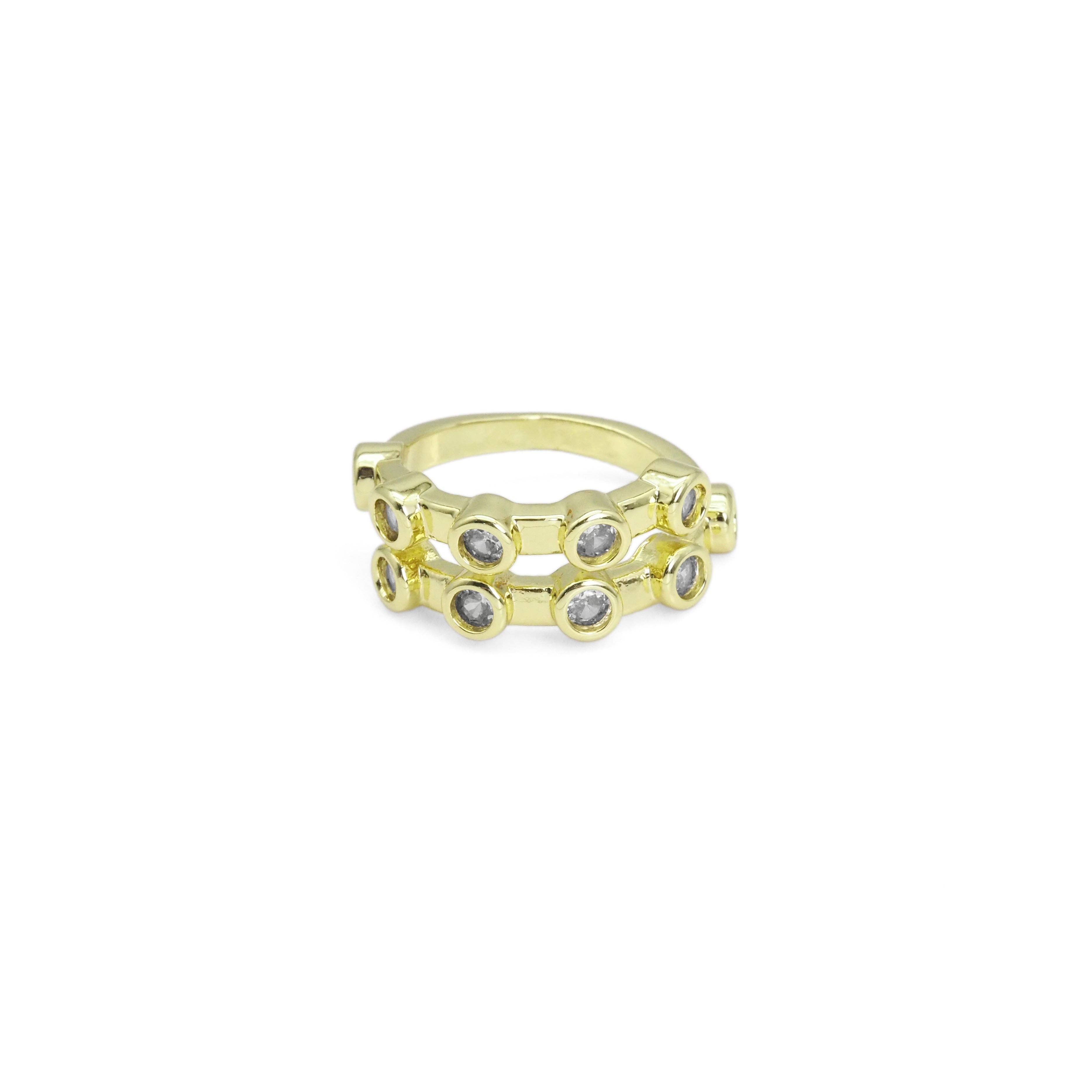 Round CZ Stud Wrap Ring, Sku#LX414