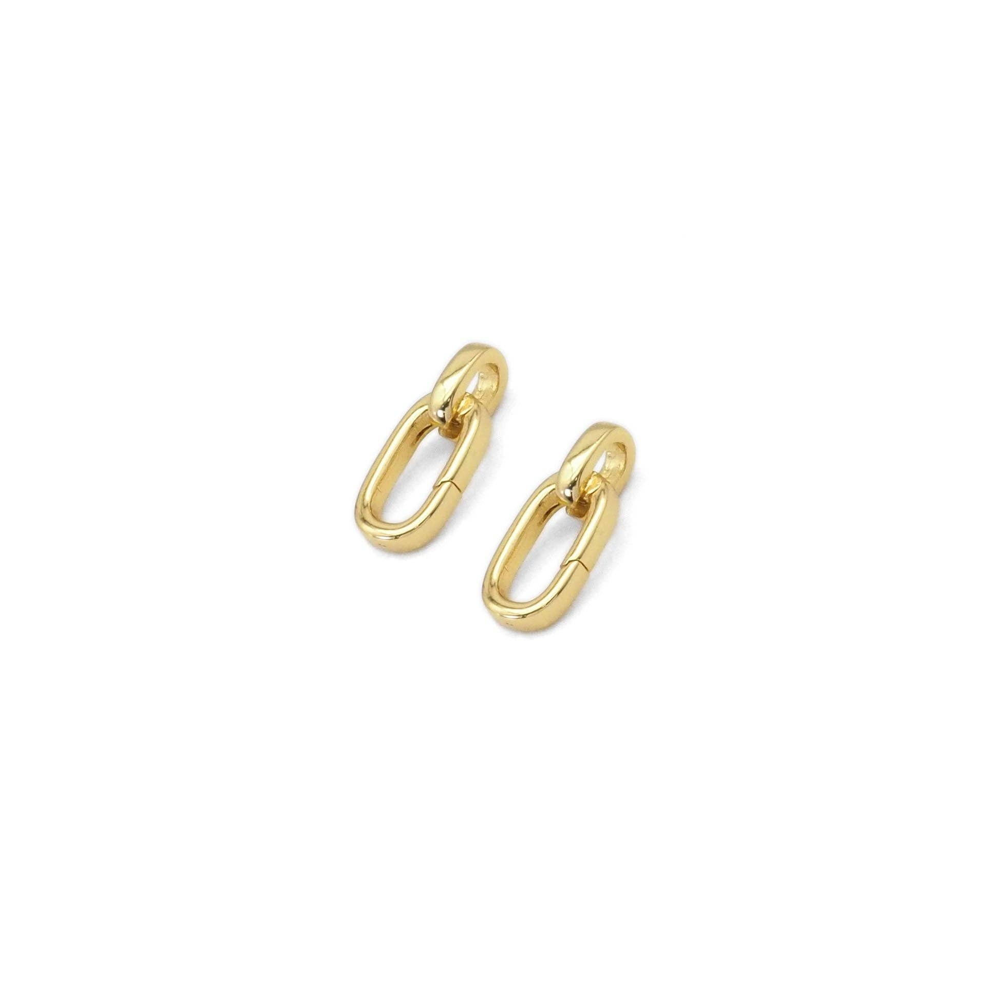 Gold Oval Link Lock Clasp Charm Holder, Sku#Y835