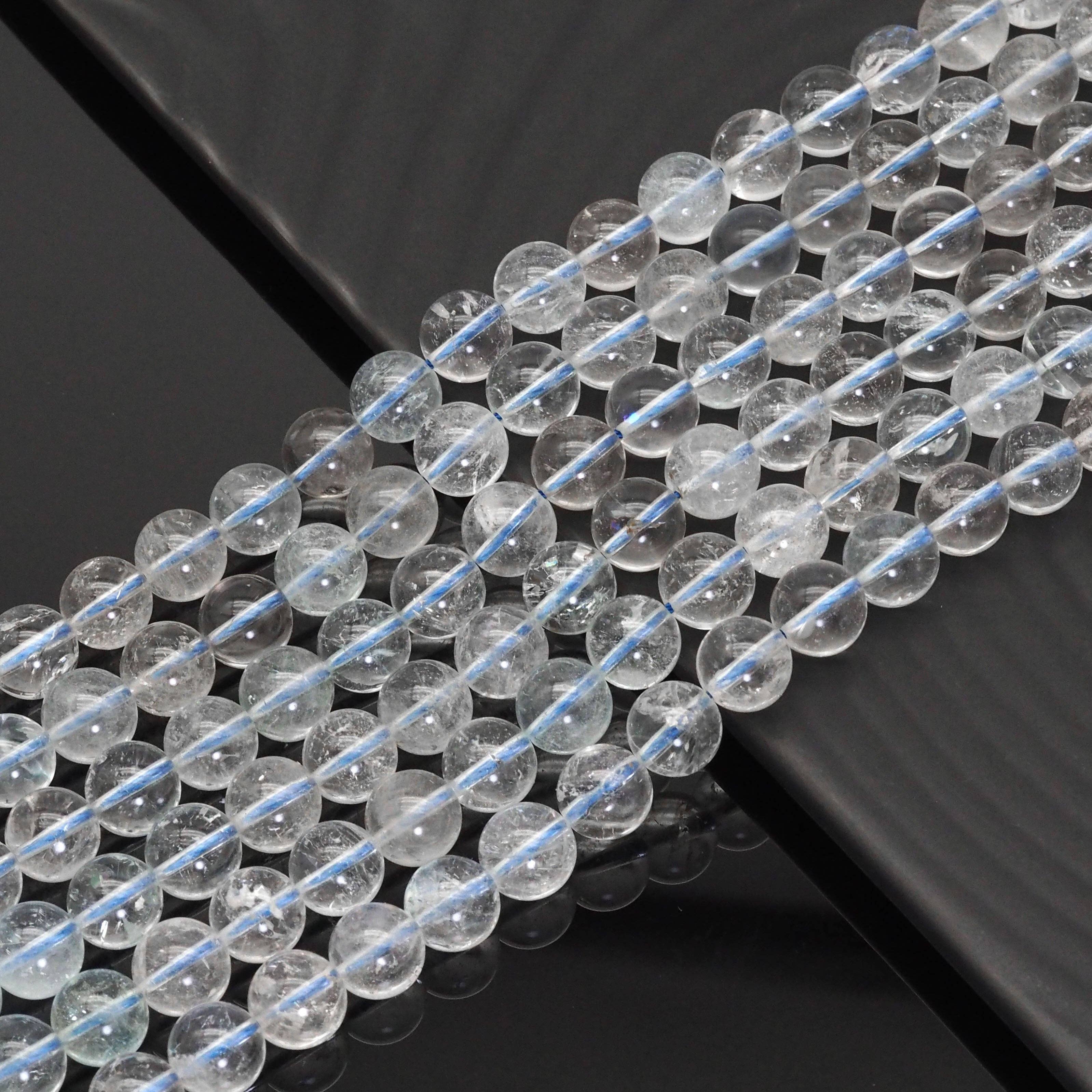 Genuine White Topaz Round Smooth Beads, Sku#U1640