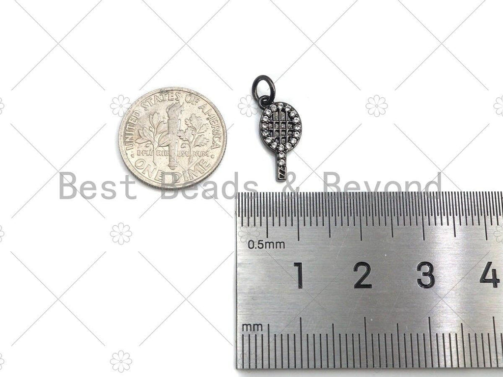 Clear CZ Micro Pave Tennis Racquet  Pendant/Charm, Tennis Sports Pendant Charm,7x15mm,sku#Y254