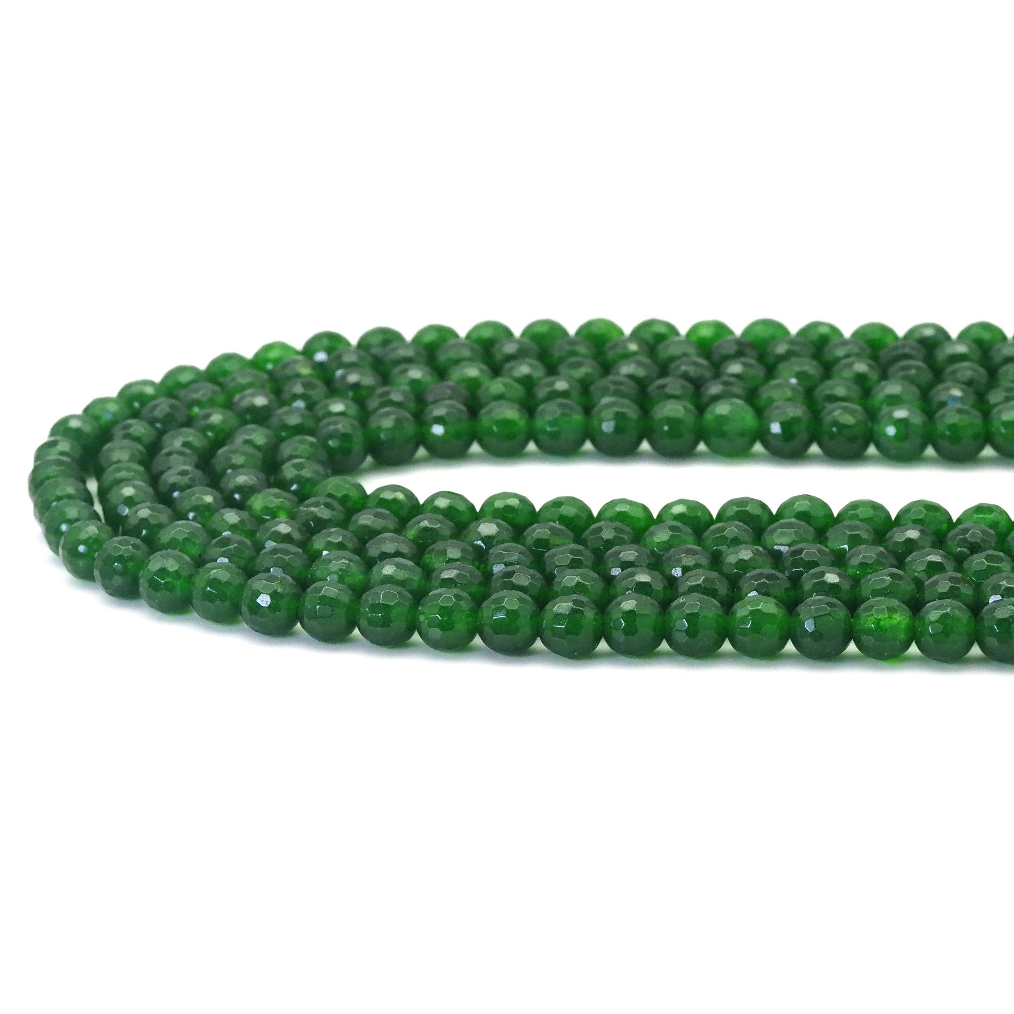 Green Jade Round Faceted Beads, 6mm, Sku#U1709