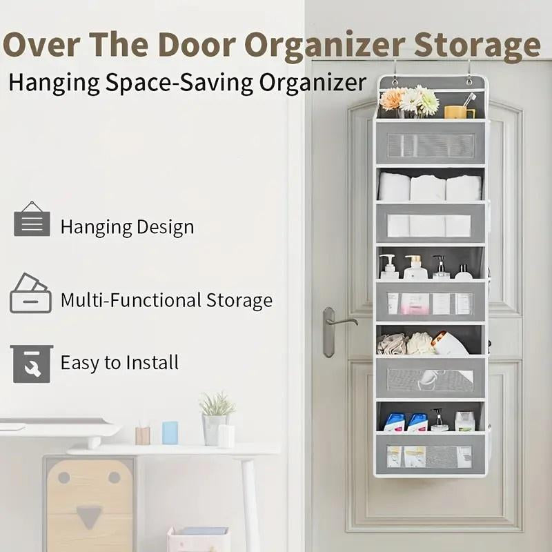 2026 Latest Model 5-Tier Over-The-Door Organizer with 10 Large Pockets Anti-Tilt 44 Lb Capacity Hangable for Bedroom Bathroom Baby Product Storage No Installation Required