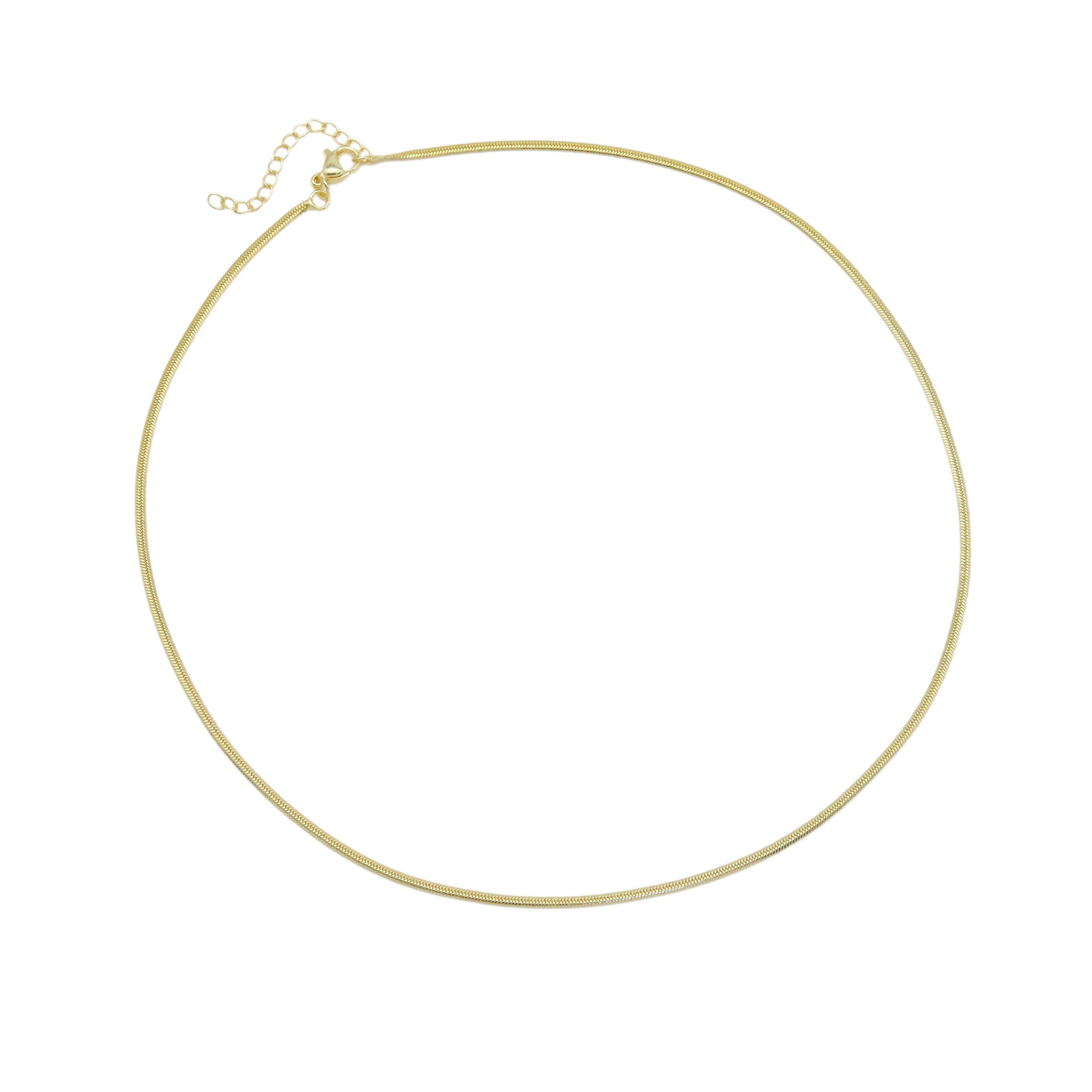 Gold Thin Slinky Herringbone Chain Necklace, Sku#LD535