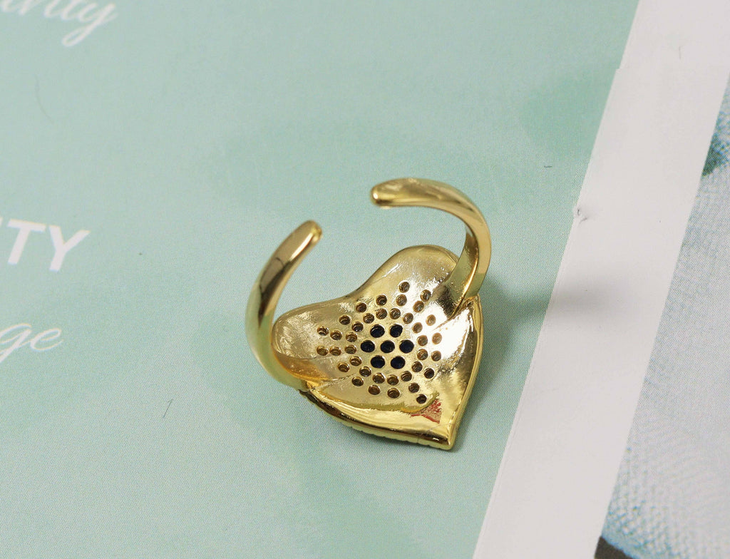 Blue CZ Evil Heart Ring, Sku#O88