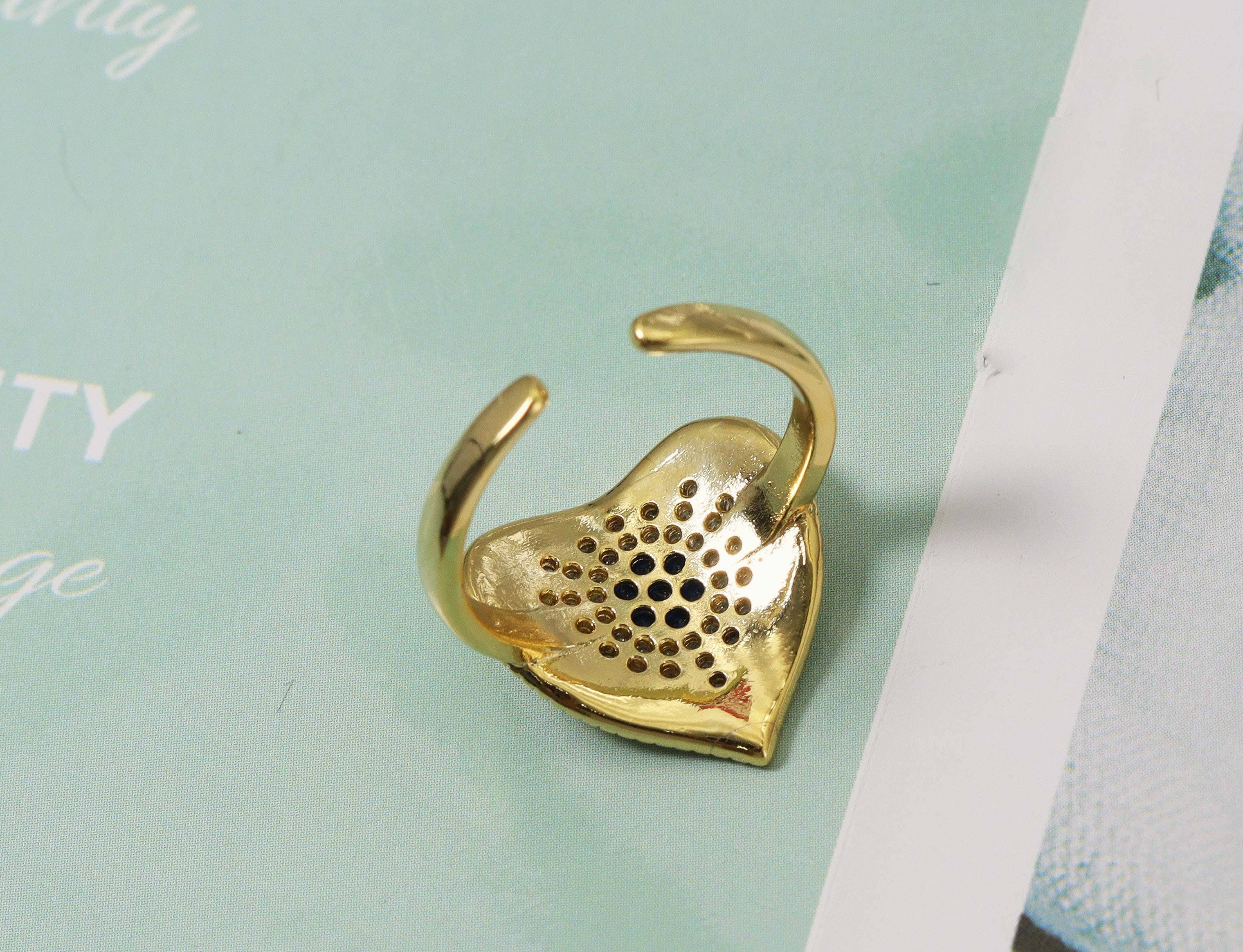 Blue CZ Evil Heart Ring, Sku#O88