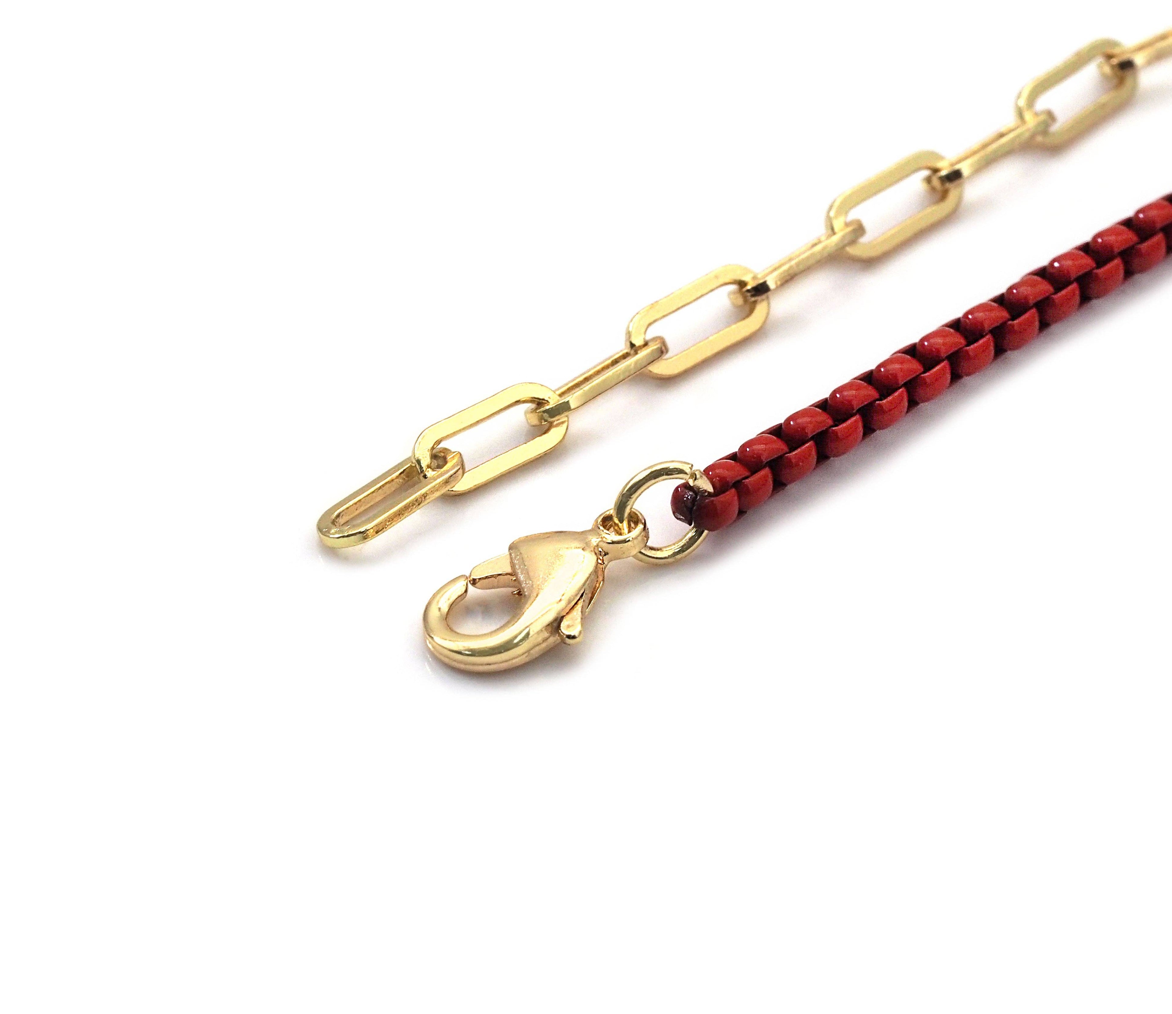 Gold Paperclip Colorful Enamel Box chain Necklace, sku#EF195